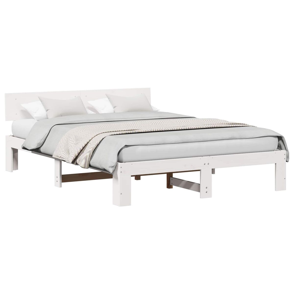 Estrutura da cama de casal simple com cabeceira branco 140 x 200 cm