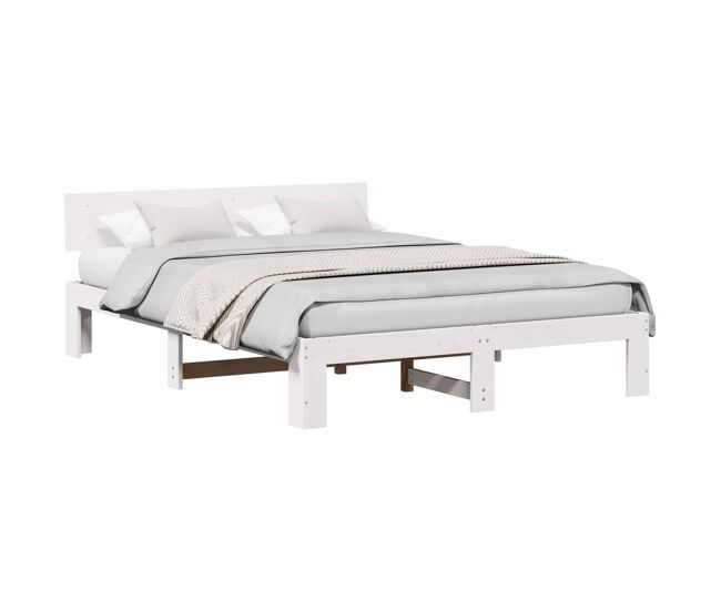 Estrutura da cama de casal simple com cabeceira branco 140 x 200 cm