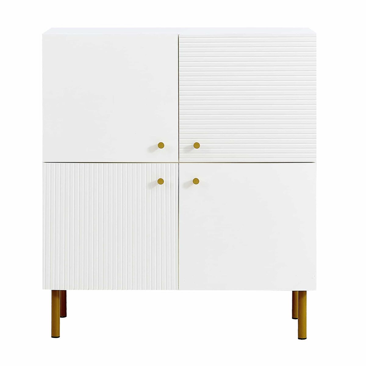 Aparador moderno - mdf com puxadores em liga de zinco e pés em aço, design elegante para a sala de estar, quarto e hall de entrada - branco