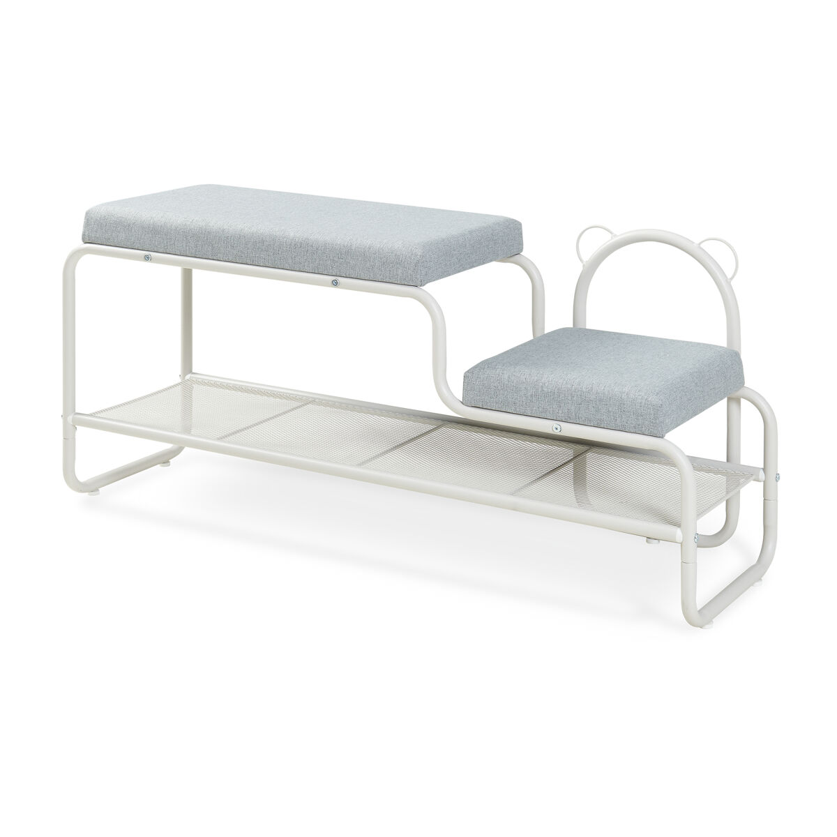 Banco para sapatos crianças jässaatka aço 100x32x46 cm cinzento [en.casa]