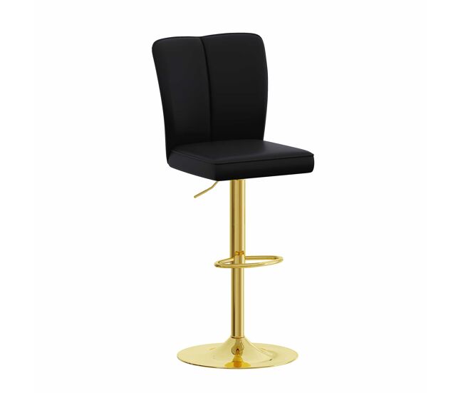 Bancos de bar ajustáveis, 2 unidades - giratórios a 360°, pu resistente à água, design de luxo - preto + dourado