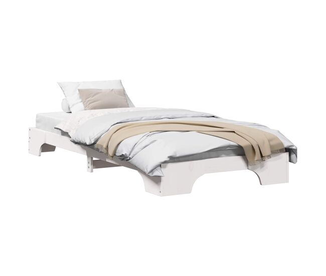 Estrutura de cama de solteiro para adultos - branco 80 x 200 cm madeira de pinheiro sólida