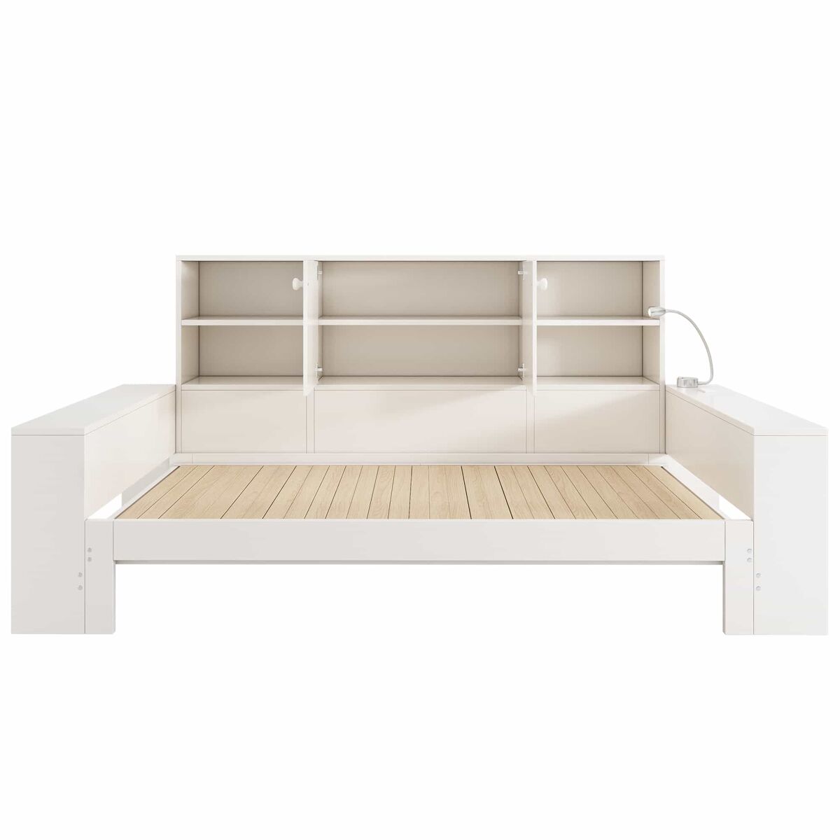 Cama com arrumação 90x200 cm - cama embutida com cama extraível, portas duplas de arrumação, portas usb/usb-c, design multifuncional e economizador de