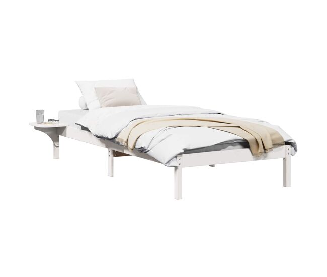 Estrutura de cama de solteiro para adultos - branco 75 x 190 cm madeira de pinheiro sólida