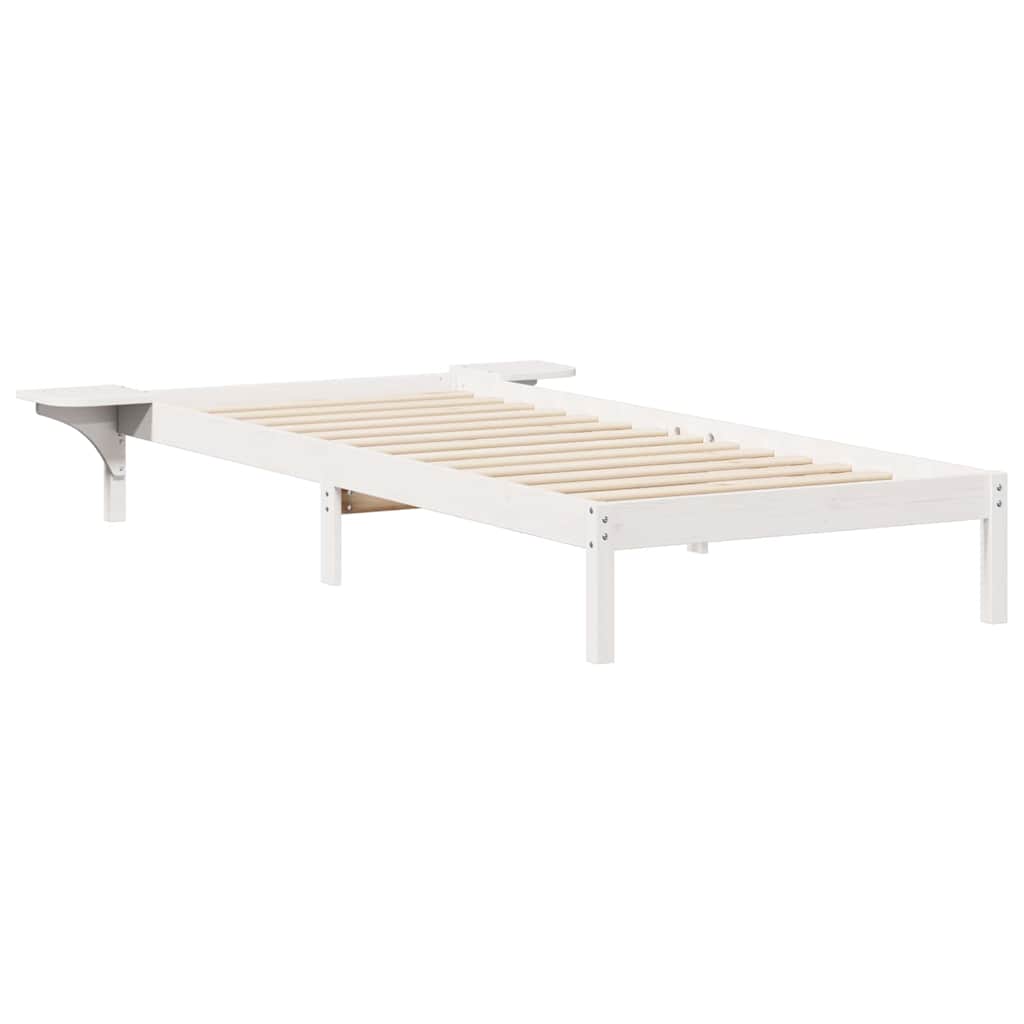 Estrutura de cama de solteiro para adultos com mesas laterais branco 80 x 210 cm