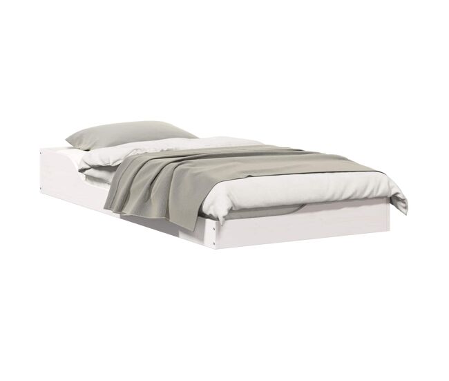 Estrutura de cama de solteiro para adultos - branco 75 x 190 cm madeira de pinheiro sólida
