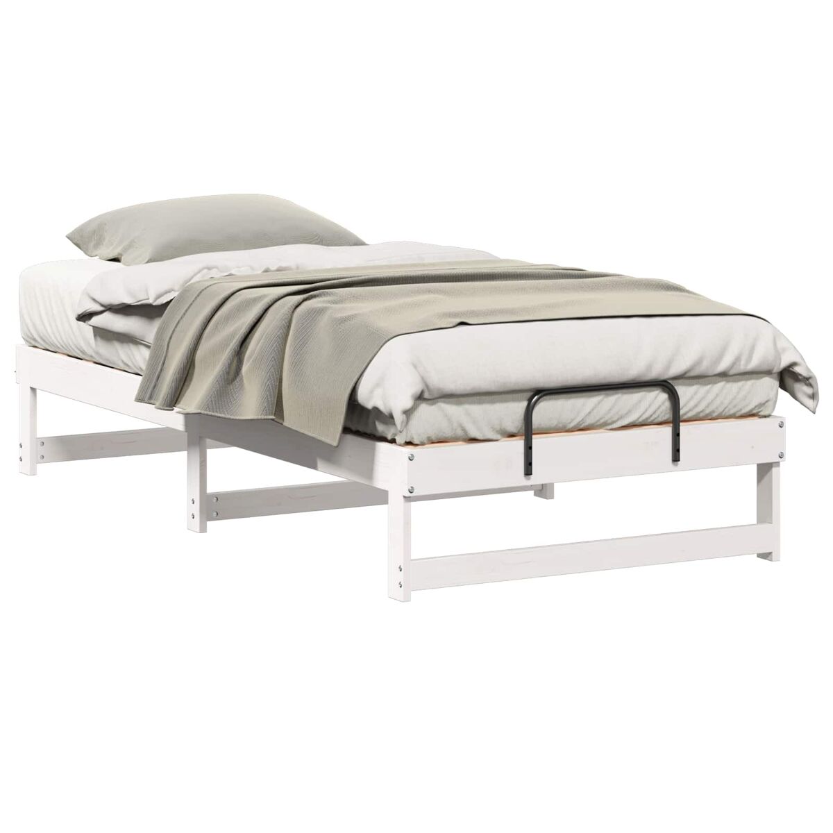 Estrutura de cama de solteiro para adultos - branco 90 x 200 cm madeira de pinheiro sólida