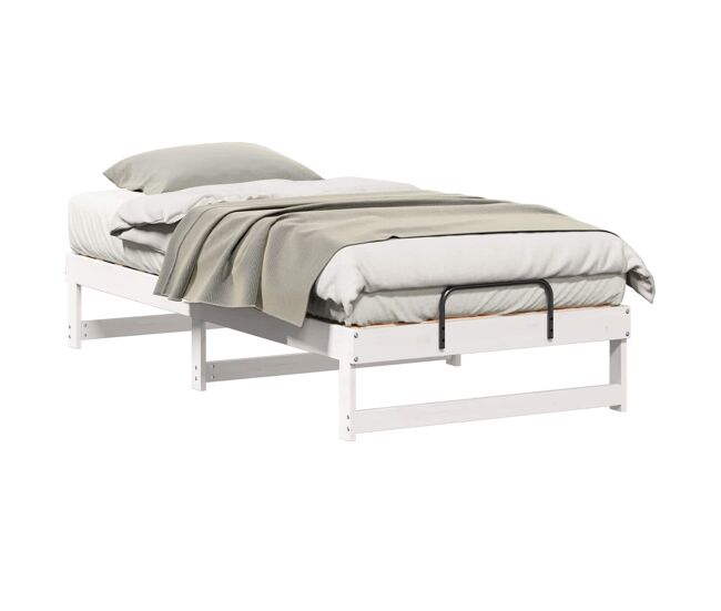 Estrutura de cama de solteiro para adultos - branco 90 x 200 cm madeira de pinheiro sólida