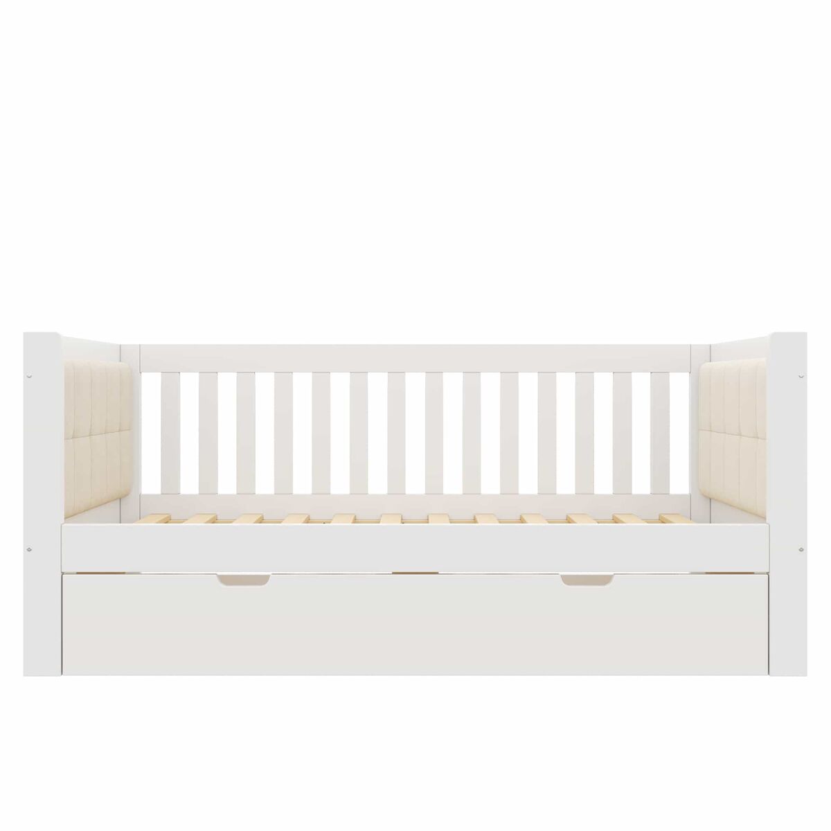 Cama embutida 90x200 cm - design compacto, madeira, base incluída, montagem fácil - branca
