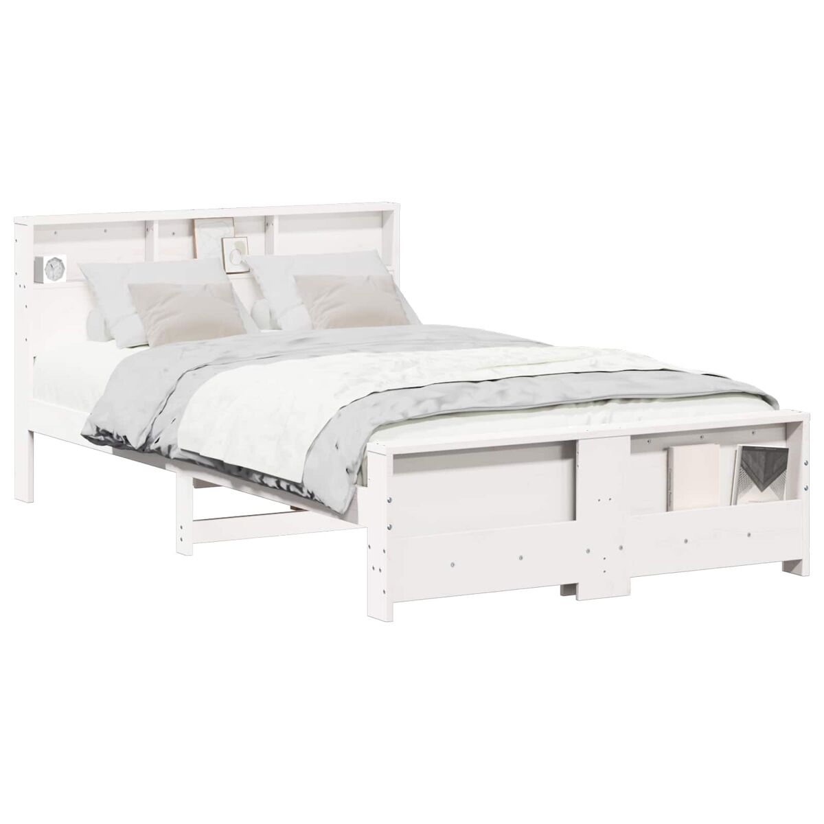 Estrutura de cama de casal simple - branco 140 x 190 cm madeira processada