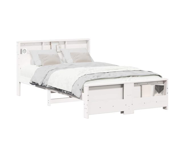 Estrutura de cama de casal simple - branco 140 x 190 cm madeira processada