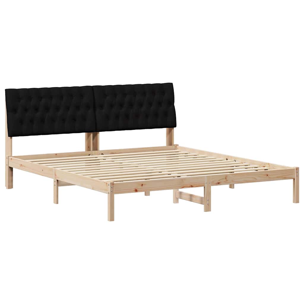 Estrutura de cama de casal moderno com cabeceira estofada castanho 180 x 200 cm