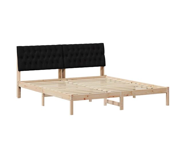 Estrutura de cama de casal moderno com cabeceira estofada castanho 180 x 200 cm