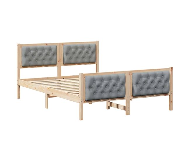 Estrutura da cama de casal simple com cabeceira cinzento-claro 140 x 200 cm