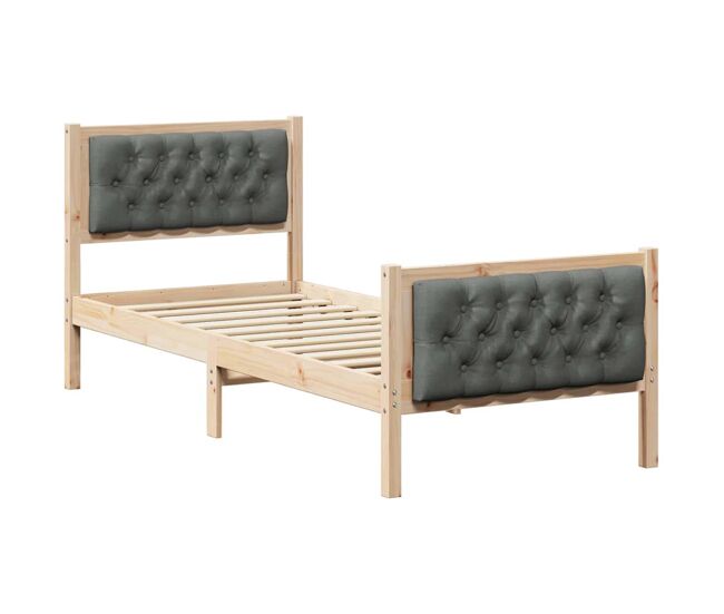 Estrutura de cama de solteiro para adultos com cabeceira cinza escuro 75 x 190 cm