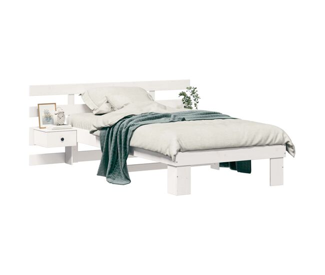Estrutura de cama de solteiro para adultos - branco 75 x 190 cm madeira de pinheiro sólida