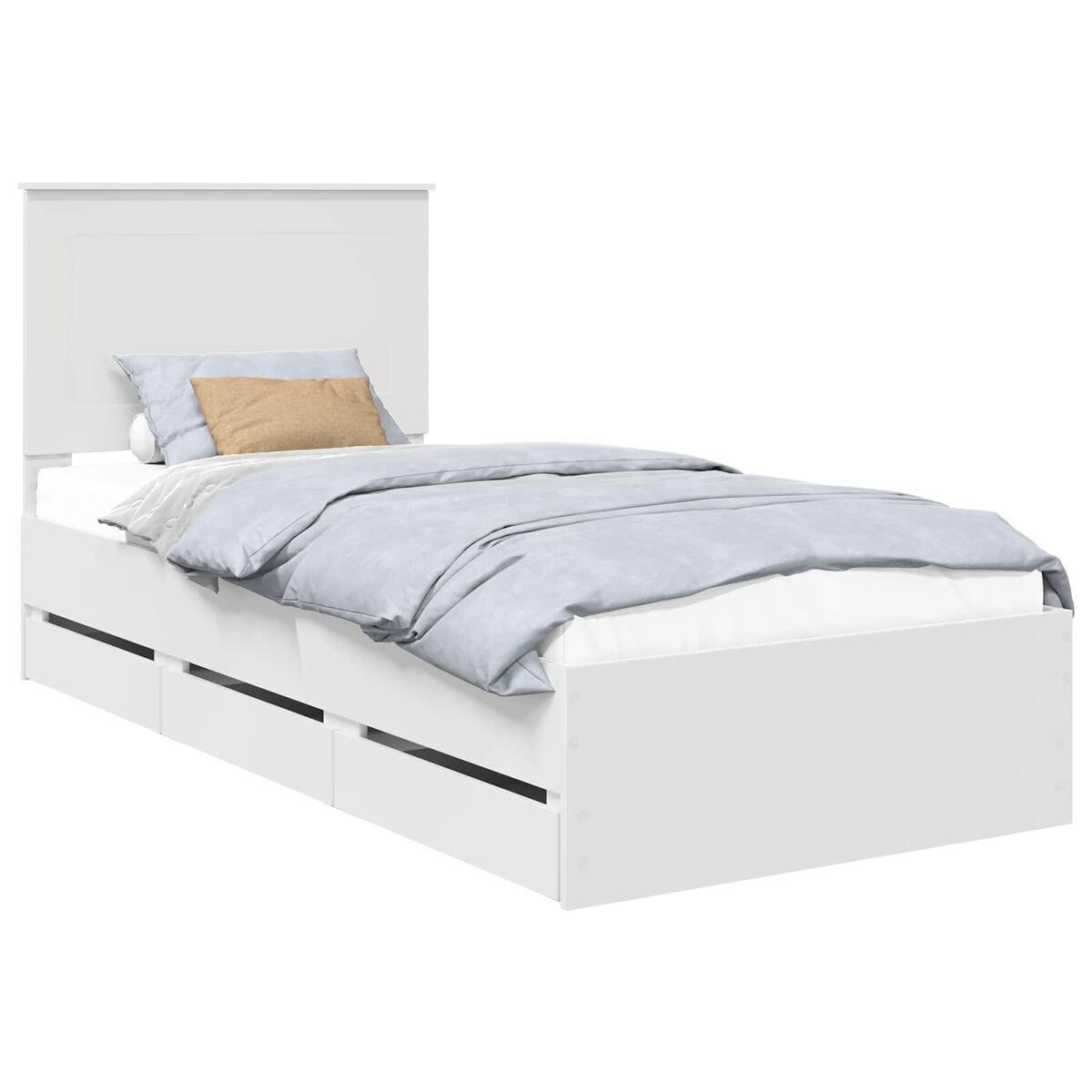 Estrutura de cama de solteiro para adultos branco 90 x 200 cm madeira de engenharia