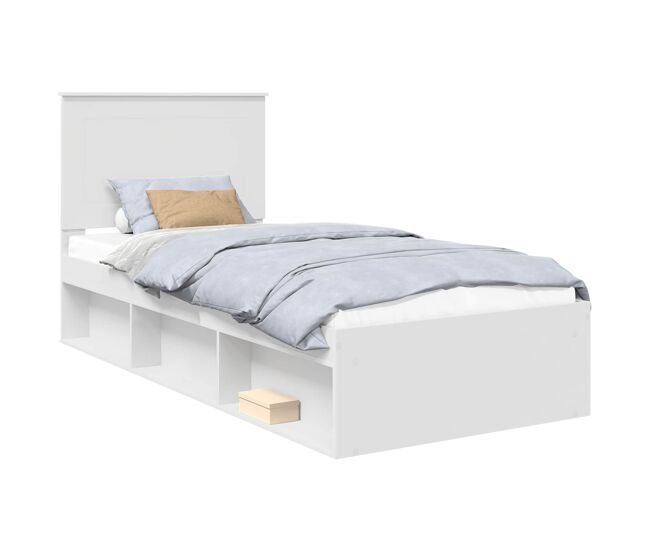 Estrutura de cama de solteiro para adultos - branco 75 x 190 cm madeira de pinheiro sólida