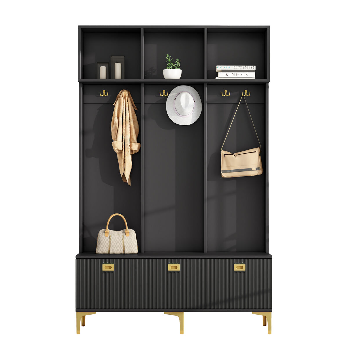 Móvel de entrada de painel de partículas com sapateira,preto