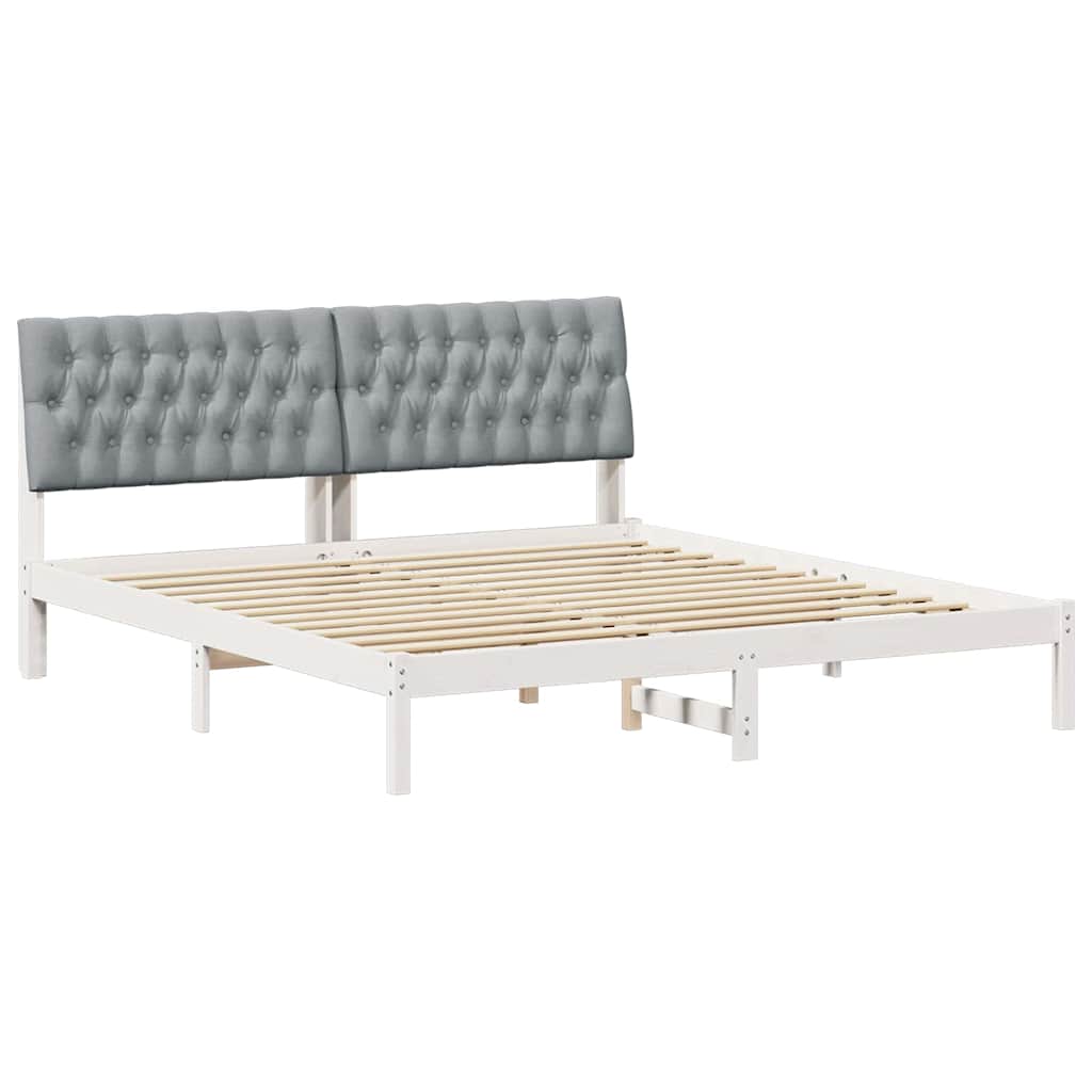 Estrutura de cama de casal moderno com cabeceira estofada branco 180 x 200 cm