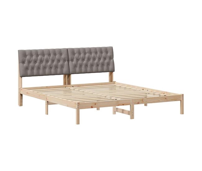 Estrutura de cama de casal moderno com cabeceira estofada castanho 180 x 200 cm