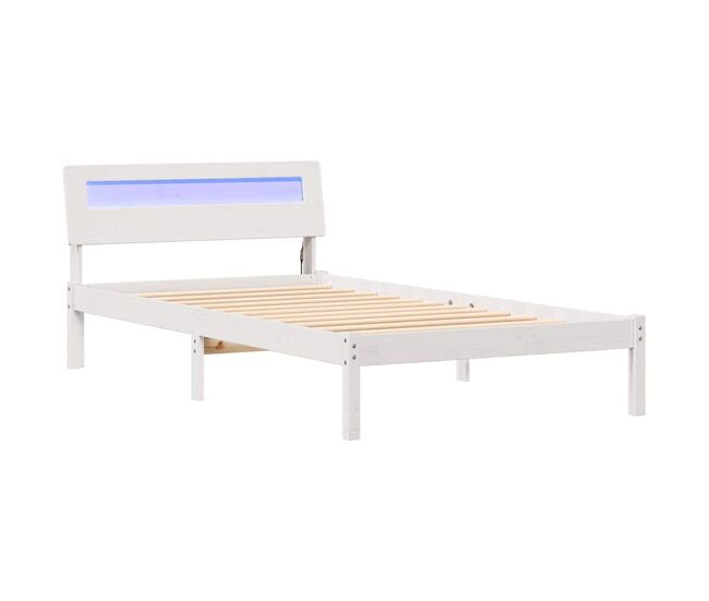 Estrutura de cama de solteiro para adultos - branco 90 x 190 cm madeira de pinheiro sólida