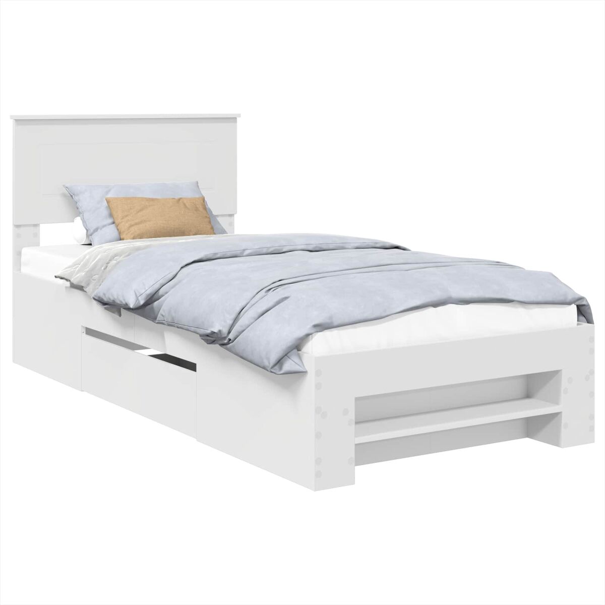 Estrutura de cama de solteiro para adultos - branco 90 x 200 cm madeira processada