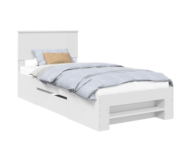 Estrutura de cama de solteiro para adultos - branco 90 x 200 cm madeira processada