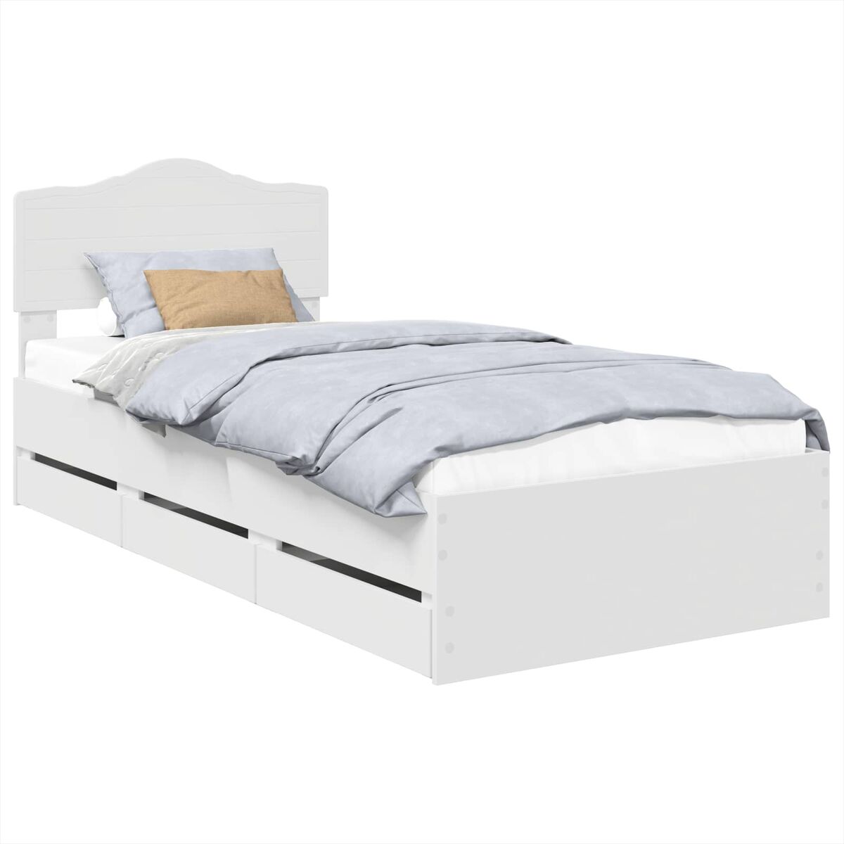 Estrutura de cama de solteiro para adultos branco 90 x 190 cm madeira de engenharia