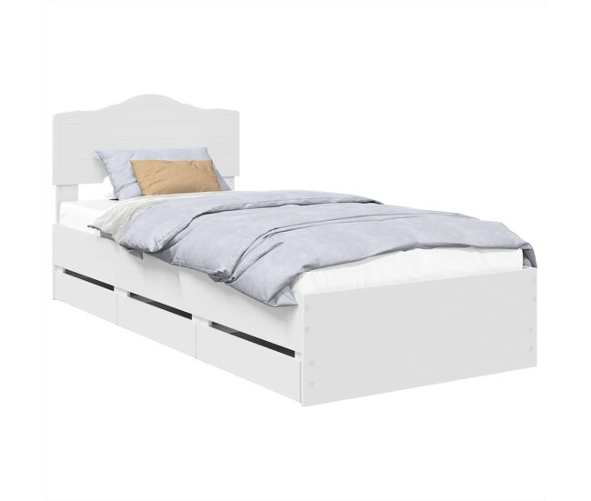 Estrutura de cama de solteiro para adultos branco 90 x 190 cm madeira de engenharia