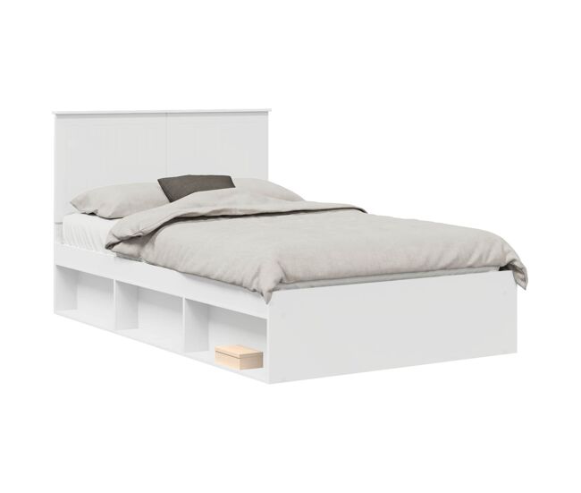 Estrutura da cama de casal simple com cabeceira branco 120 x 190 cm