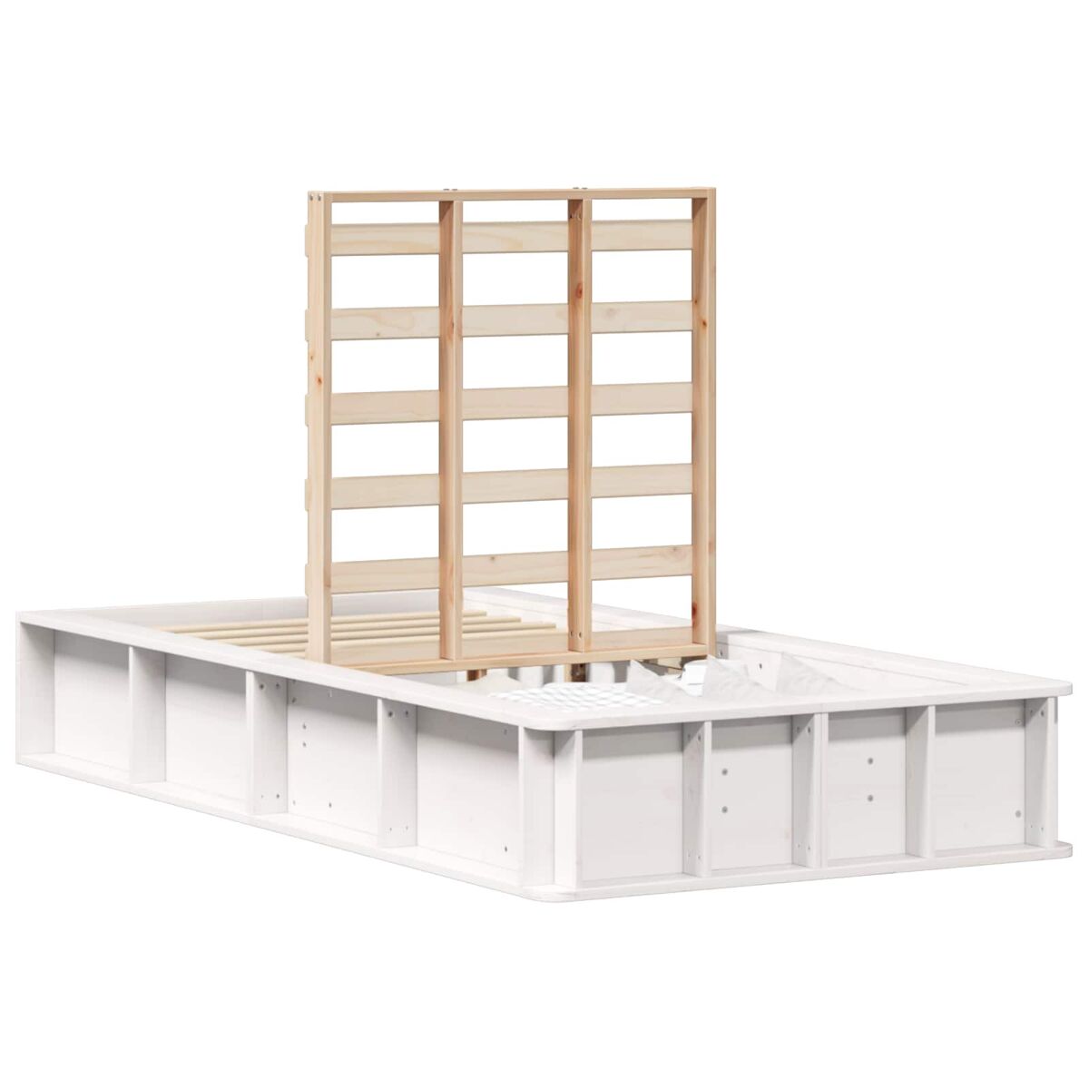 Estrutura de cama de solteiro para adultos - branco 90 x 200 cm madeira de pinheiro sólida