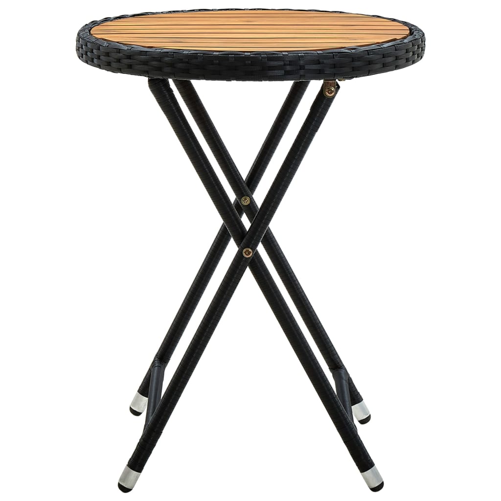 Mesa de centro, mesa baixa 60 cm vime pe e madeira de acácia maciça preto
