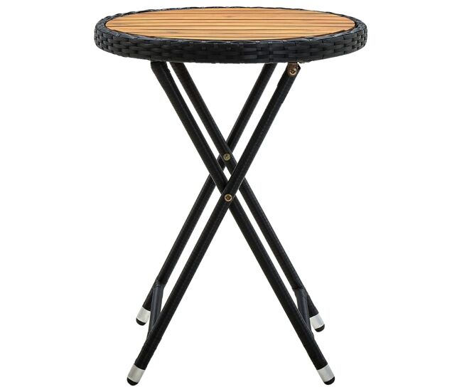 Mesa de centro, mesa baixa 60 cm vime pe e madeira de acácia maciça preto