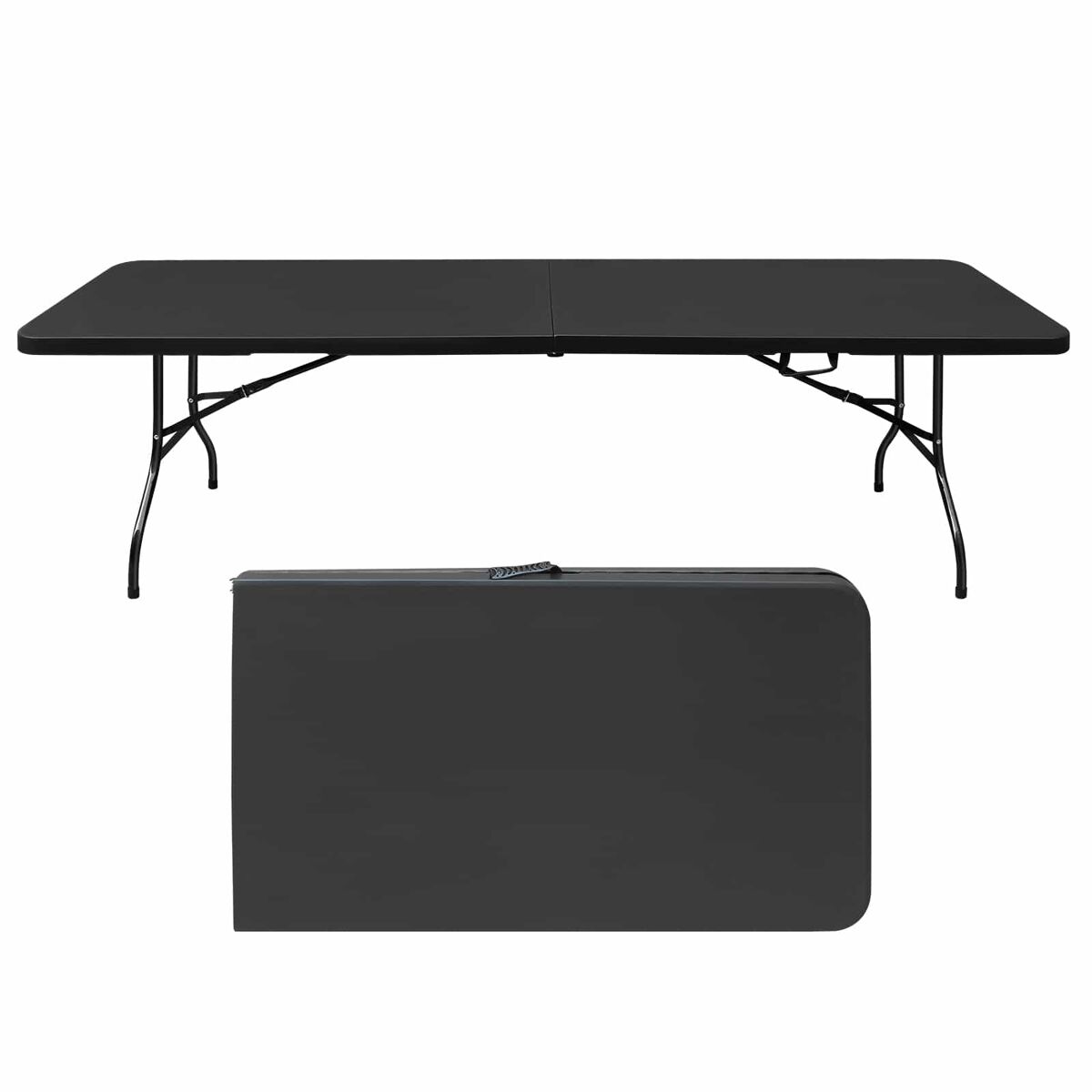 Mesa dobrável de 244 cm - resistente, multifuncional, com pega - preta
