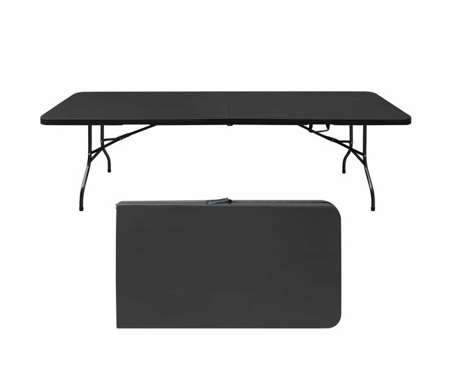 Mesa dobrável de 244 cm - resistente, multifuncional, com pega - preta