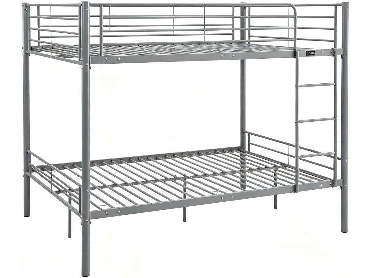 Cama de beliche dupla "adam" com estrado de molas - 140 x 190 cm - cinzento