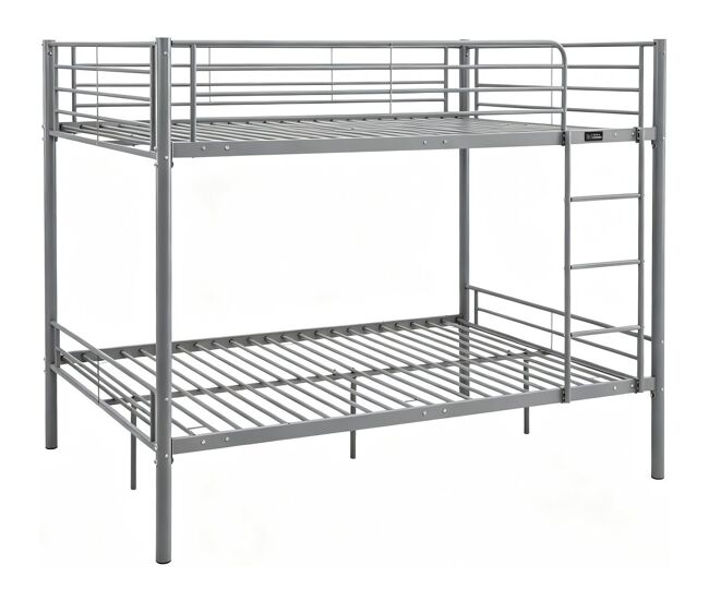 Cama de beliche dupla "adam" com estrado de molas - 140 x 190 cm - cinzento