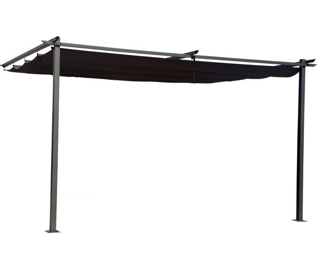 Pérgola inclinada com teto retrátil - 3 x 4 m - cinza antracite