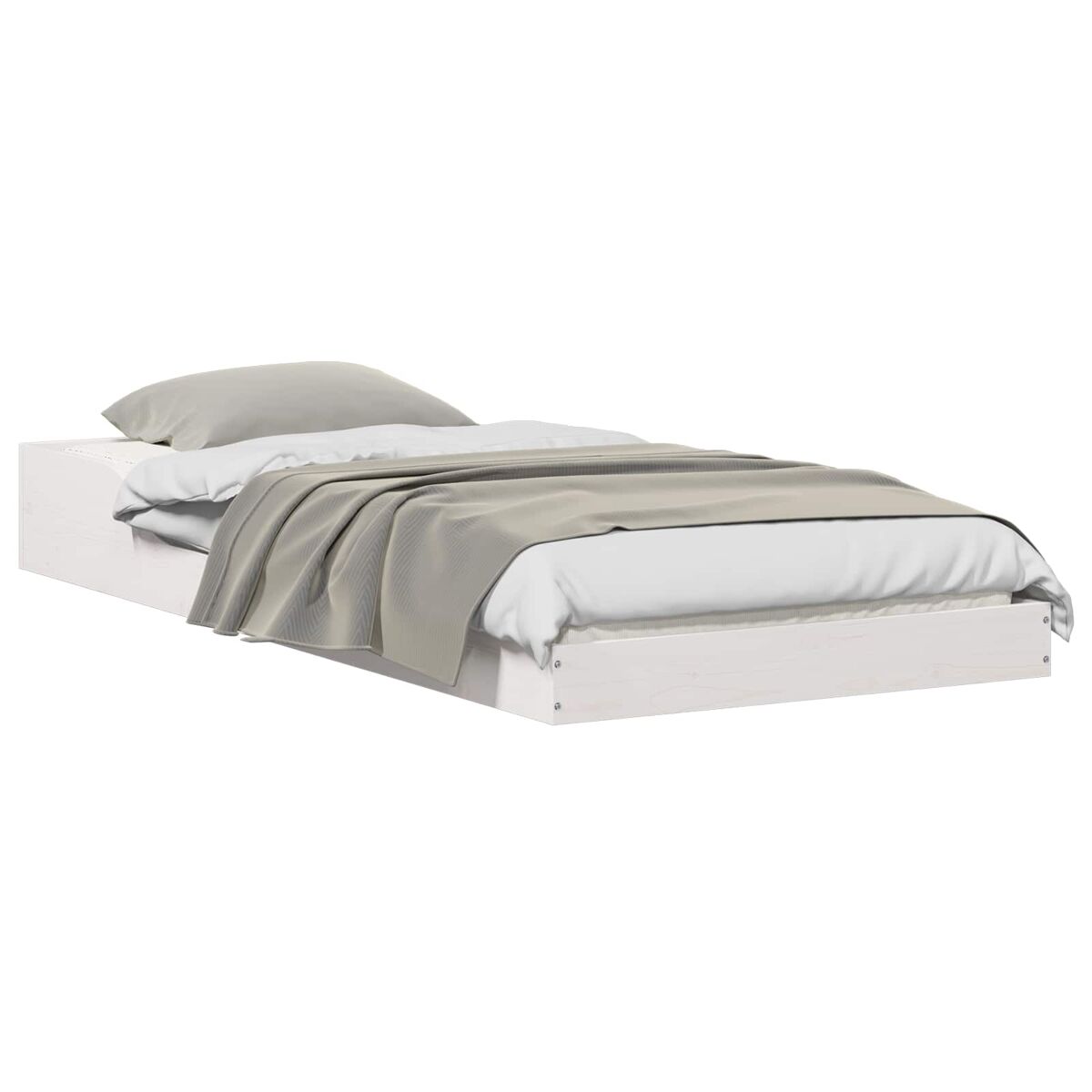 Estrutura de cama de solteiro para adultos - branco 80 x 220 cm madeira de pinheiro sólida