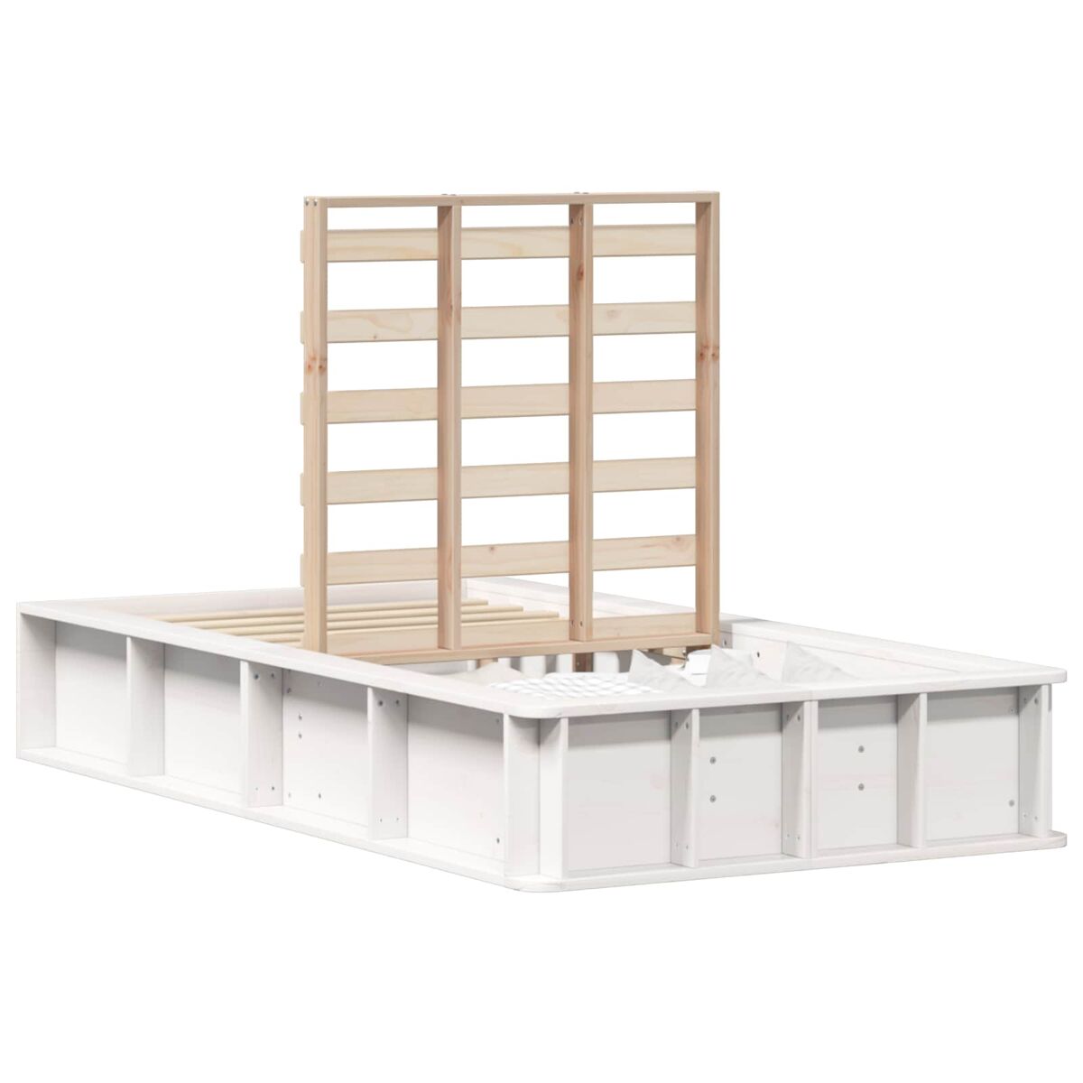 Estrutura de cama de solteiro para adultos - branco 75 x 190 cm madeira de pinheiro sólida
