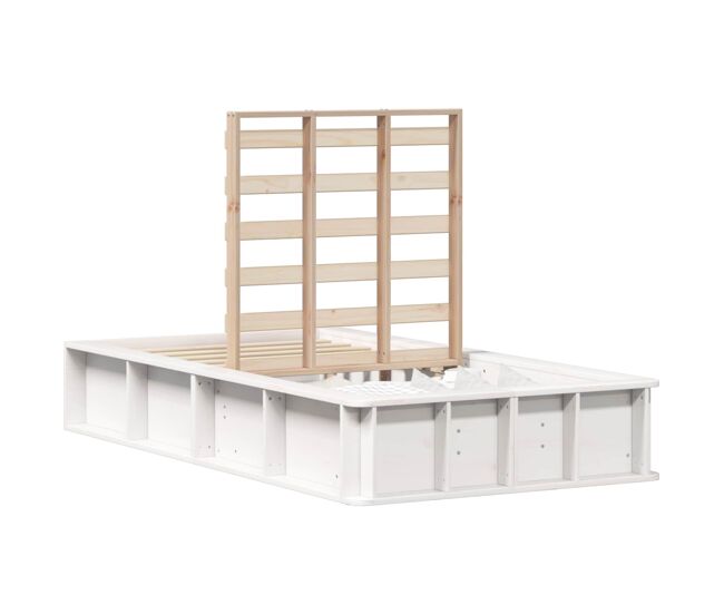 Estrutura de cama de solteiro para adultos - branco 75 x 190 cm madeira de pinheiro sólida