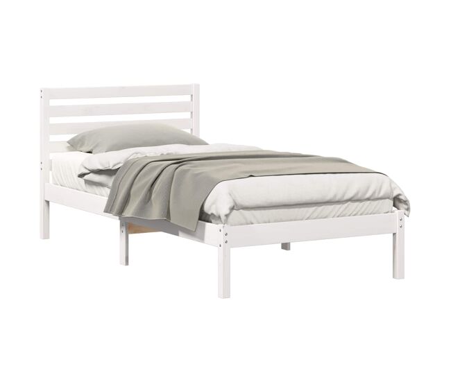 Estrutura de cama de solteiro para adultos - branco 75 x 190 cm madeira de pinheiro sólida