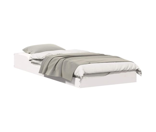 Estrutura de cama de solteiro para adultos - branco 80 x 220 cm madeira de pinheiro sólida