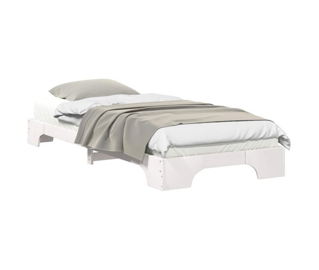 Estrutura de cama de solteiro para adultos - branco 90 x 220 cm madeira de pinheiro sólida