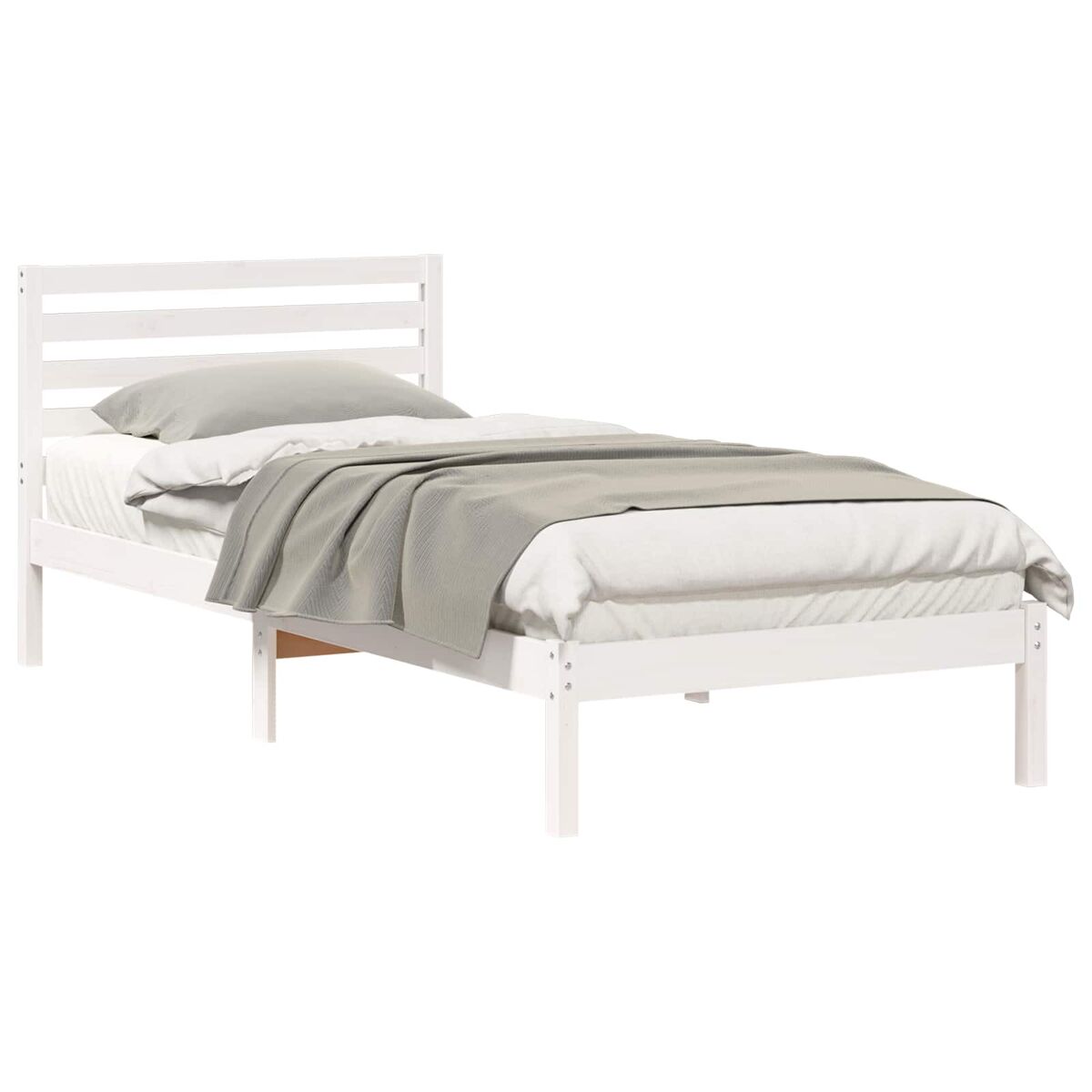 Estrutura de cama de solteiro para adultos - branco 80 x 210 cm madeira de pinheiro sólida