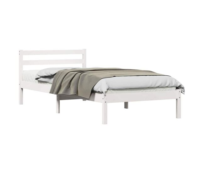 Estrutura da cama com cabeceira branco 215,5 x 105,5 x 69,5 cm