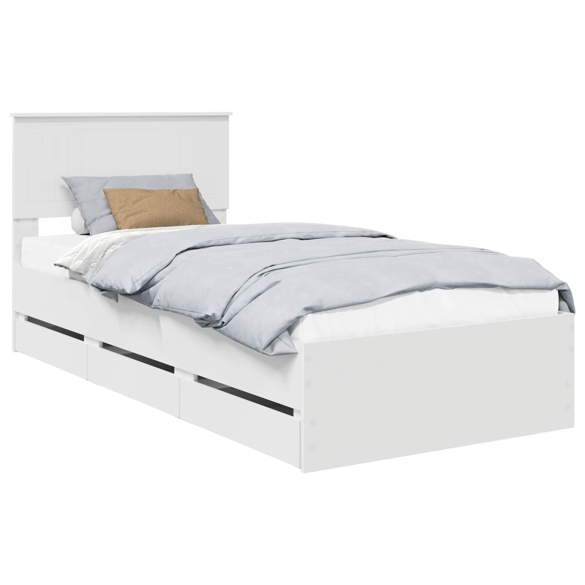 Estrutura de cama de solteiro para adultos branco 90 x 190 cm madeira de engenharia
