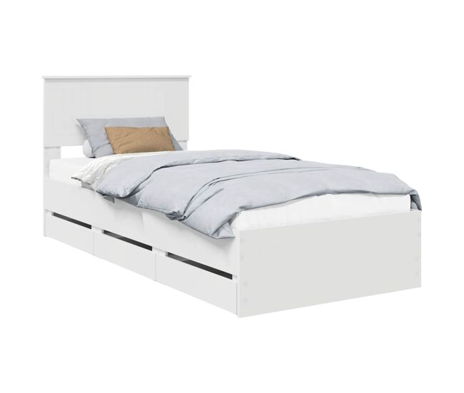 Estrutura de cama de solteiro para adultos branco 90 x 190 cm madeira de engenharia