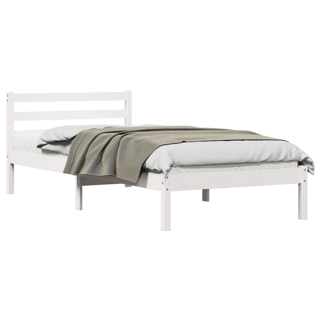 Estrutura da cama com cabeceira branco 225,5 x 105,5 x 69,5 cm